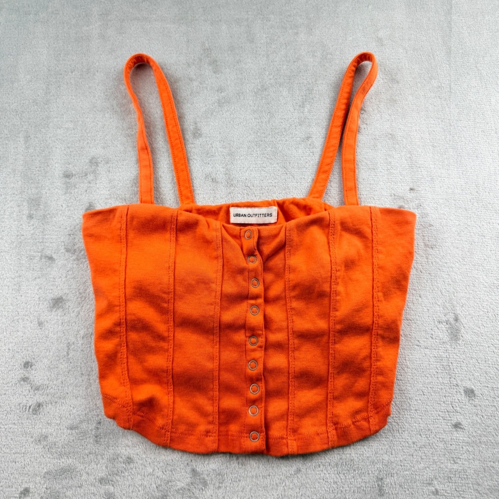 Urban Outfitters Women's Medium Orange Corset Style Snap Front Crop Top